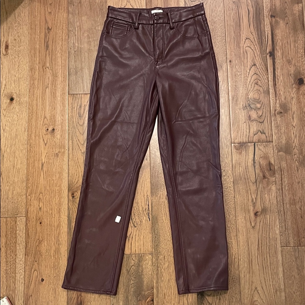 GOOD AMERICAN Red Faux Leather Pants, 10/30 - Picture 4 of 11